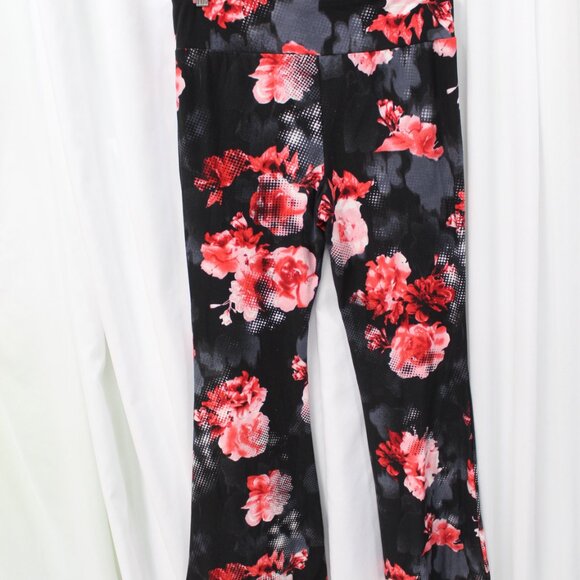 No Boundaries Black and Pink Floral Flare Pants - Picture 9 of 11